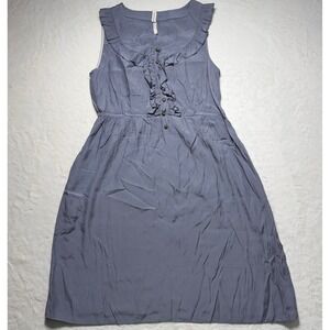 Anthropologie Mini Dress Women's Size Small‎ Gray Sleeveless Ruffle Rayon Maeve